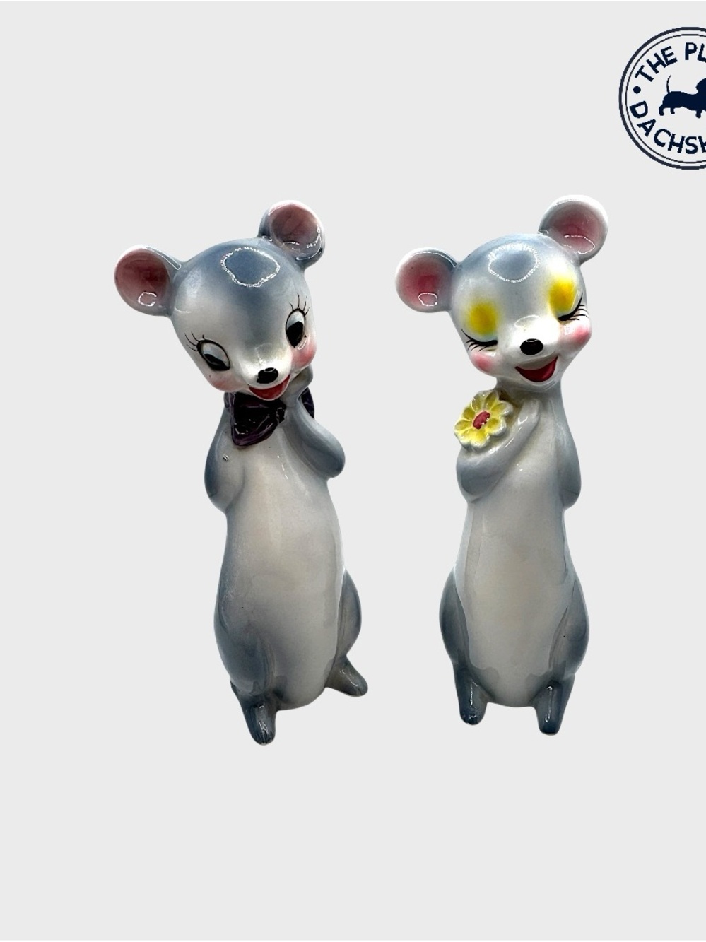 Vintage Tall Ceramic Mouse Shakers